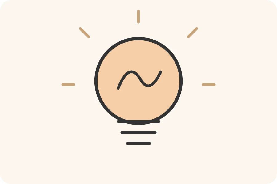 Muster erkennen und neu nutzen 💡 Zeichnung einer Glühbirne mit einer geschwungenen Linie darin