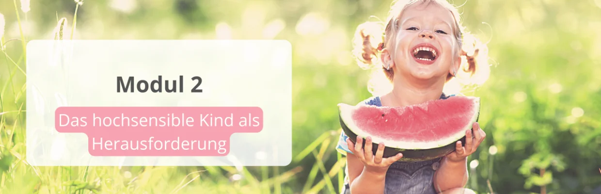 Banner zu Modul 2 "Das hochsensible Kind als Herausforderung" des Onlinekurses "Dein hochsensibles Kind verstehen"